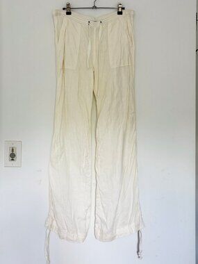 NWOT Sitwell Anthropologie 100% Linen Off White Drawstring Pants Women's Small